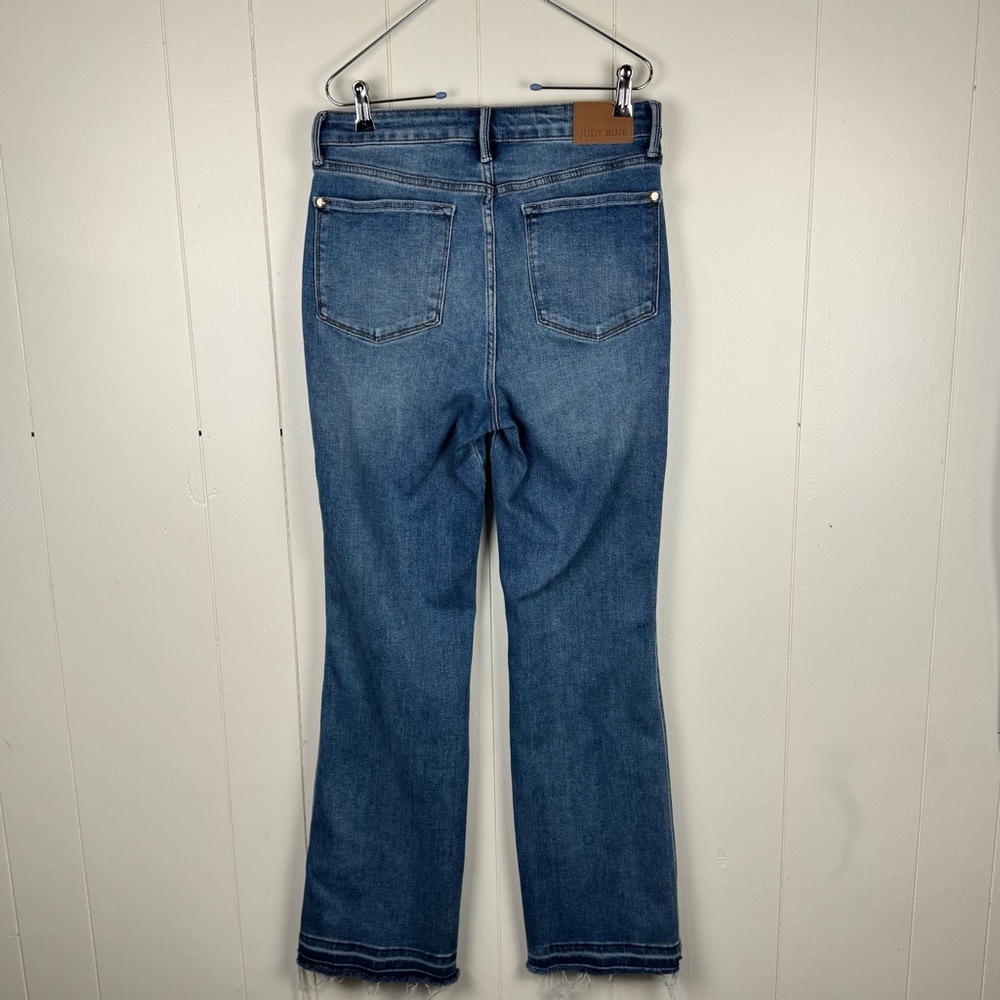 Judy Blue Classic Blue Slim Boot Denim Jeans with Frayed Hem - Picture 7 of 7